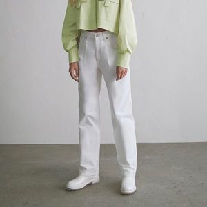 Zara White Wide Leg High Rise Trousers